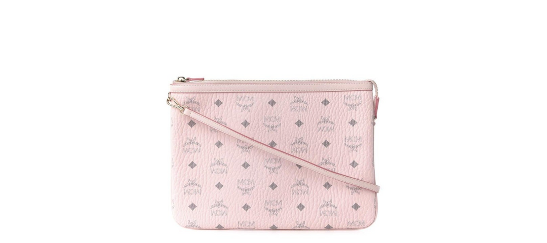 MCM Powder Pink Monogram Visetos Logo Pochette – Caroline's