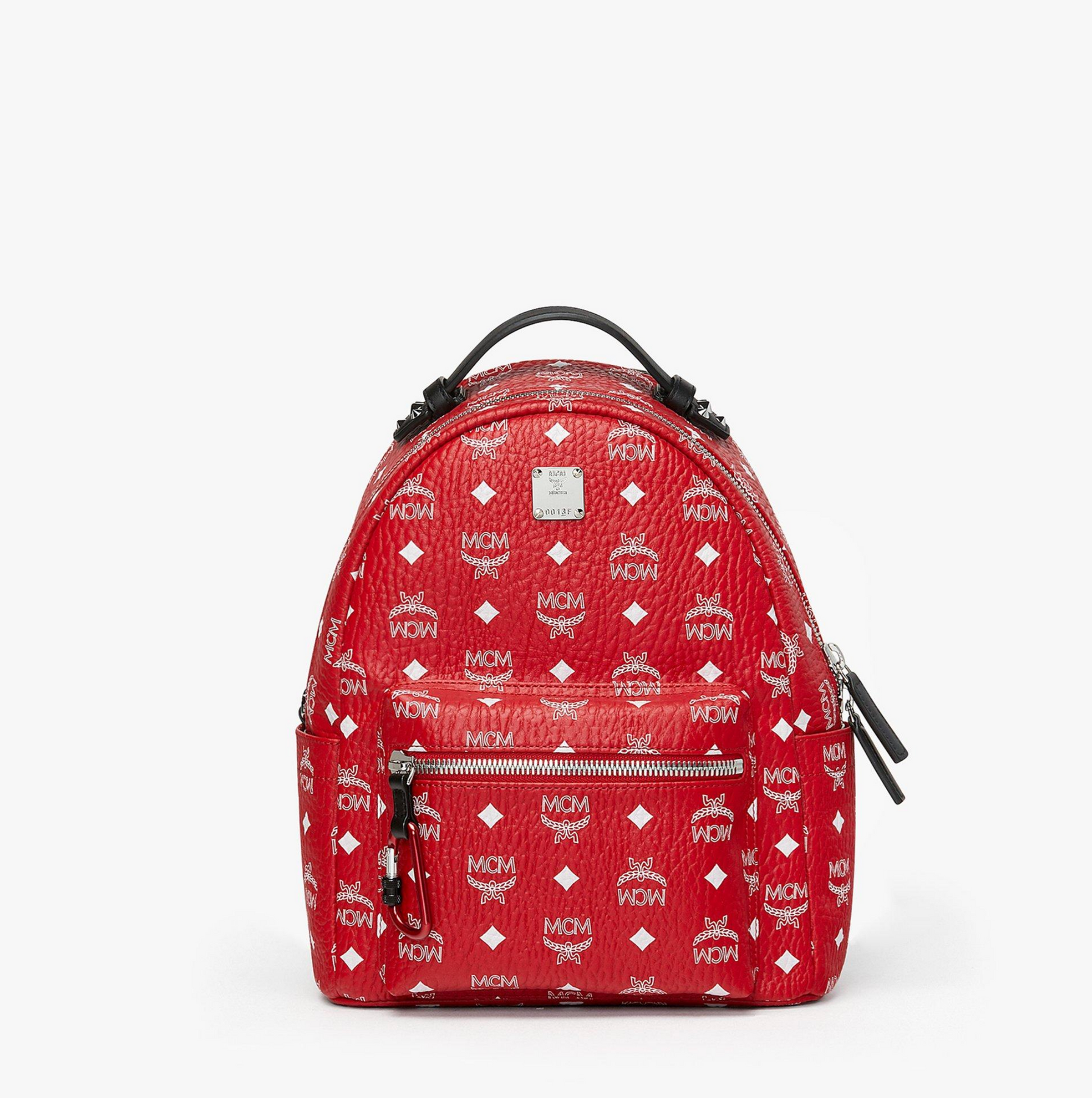 MCM Stark Backpack Vivid Red White Logo Visetos Caroline s