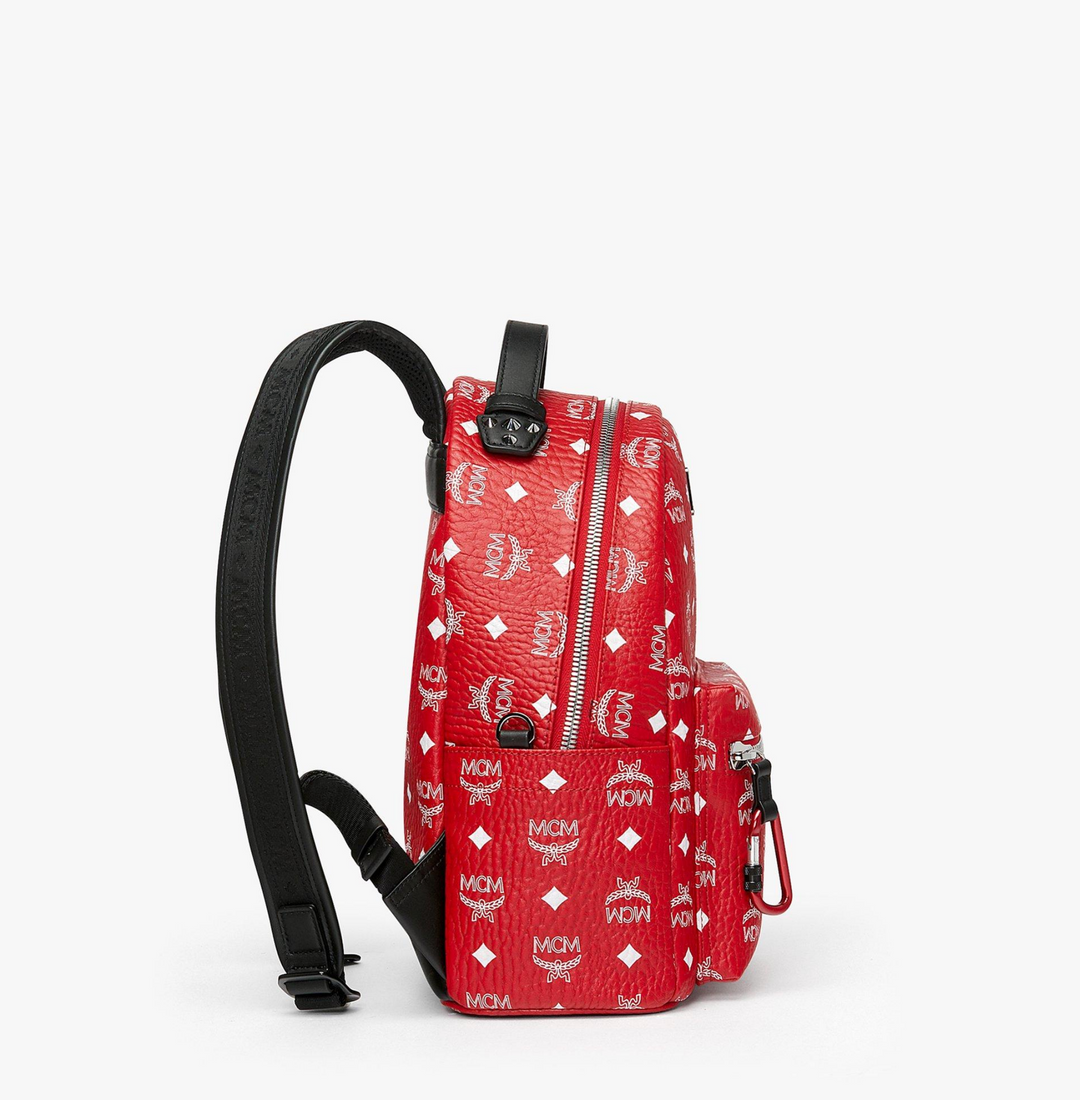 MCM Stark Backpack Vivid Red White Logo Visetos – Caroline's