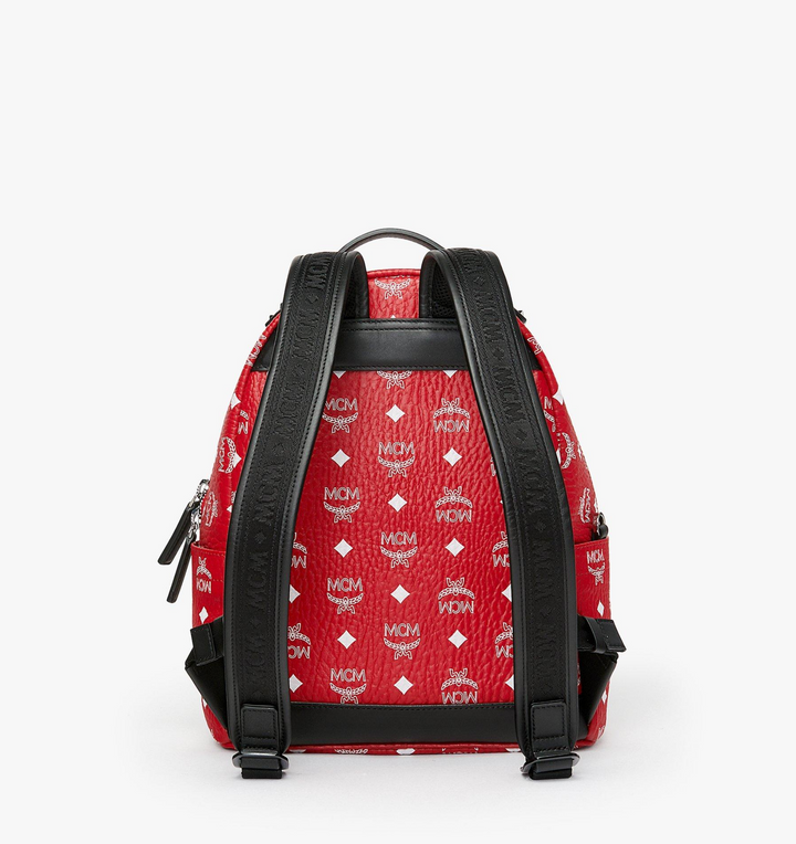 MCM Stark Backpack Vivid Red White Logo Visetos