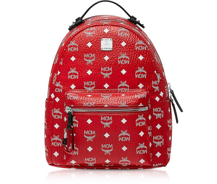 MCM Stark Backpack Vivid Red White Logo Visetos – Caroline's