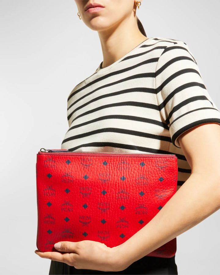 MCM Red Sunglasses W/ Crossbody Pouch MCM Designer Sunglasses Red Logo Arms Gold Frame Rectangle w  main image 4