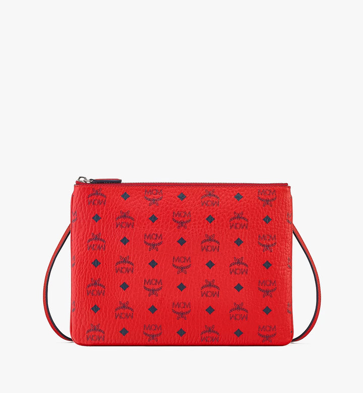 MCM LOGO CROSSBODY POUCH/ CLUTCH VISETOS CANDY RED
