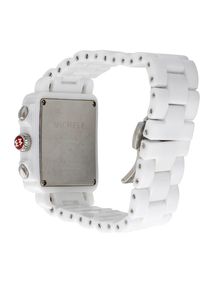 MICHELE DECO WHITE CERAMIC DIAMOND WATCH
