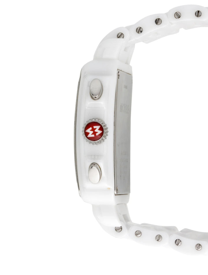 MICHELE DECO WHITE CERAMIC DIAMOND WATCH