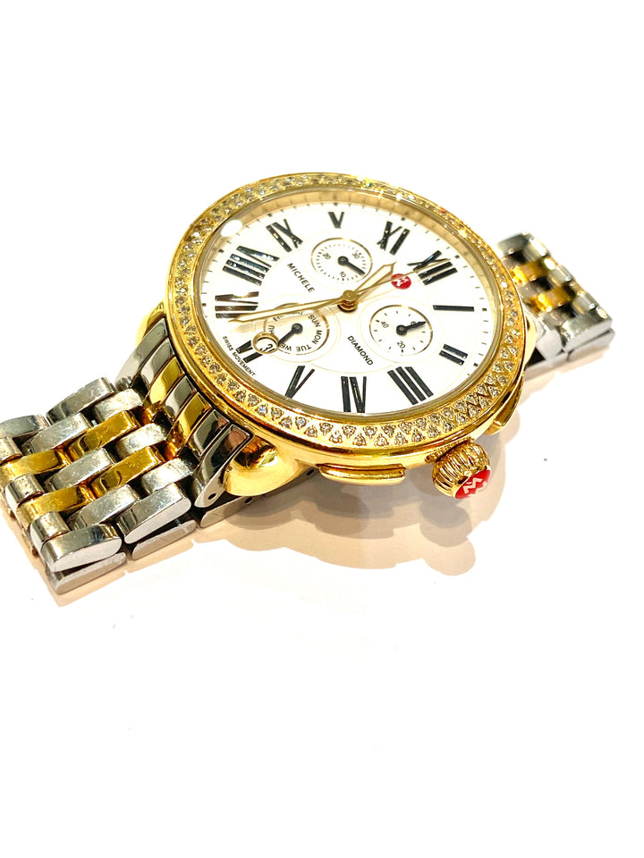 MICHELE SEREIN DIAMOND BEZEL QUARTZ WATCH