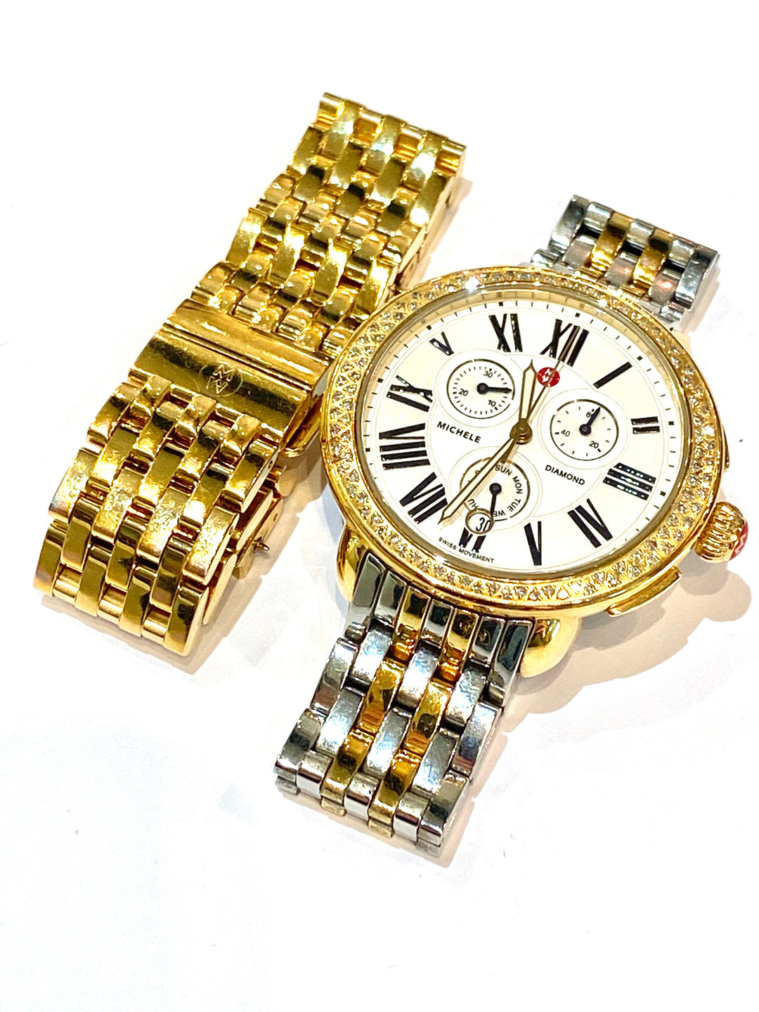 MICHELE SEREIN DIAMOND BEZEL QUARTZ WATCH