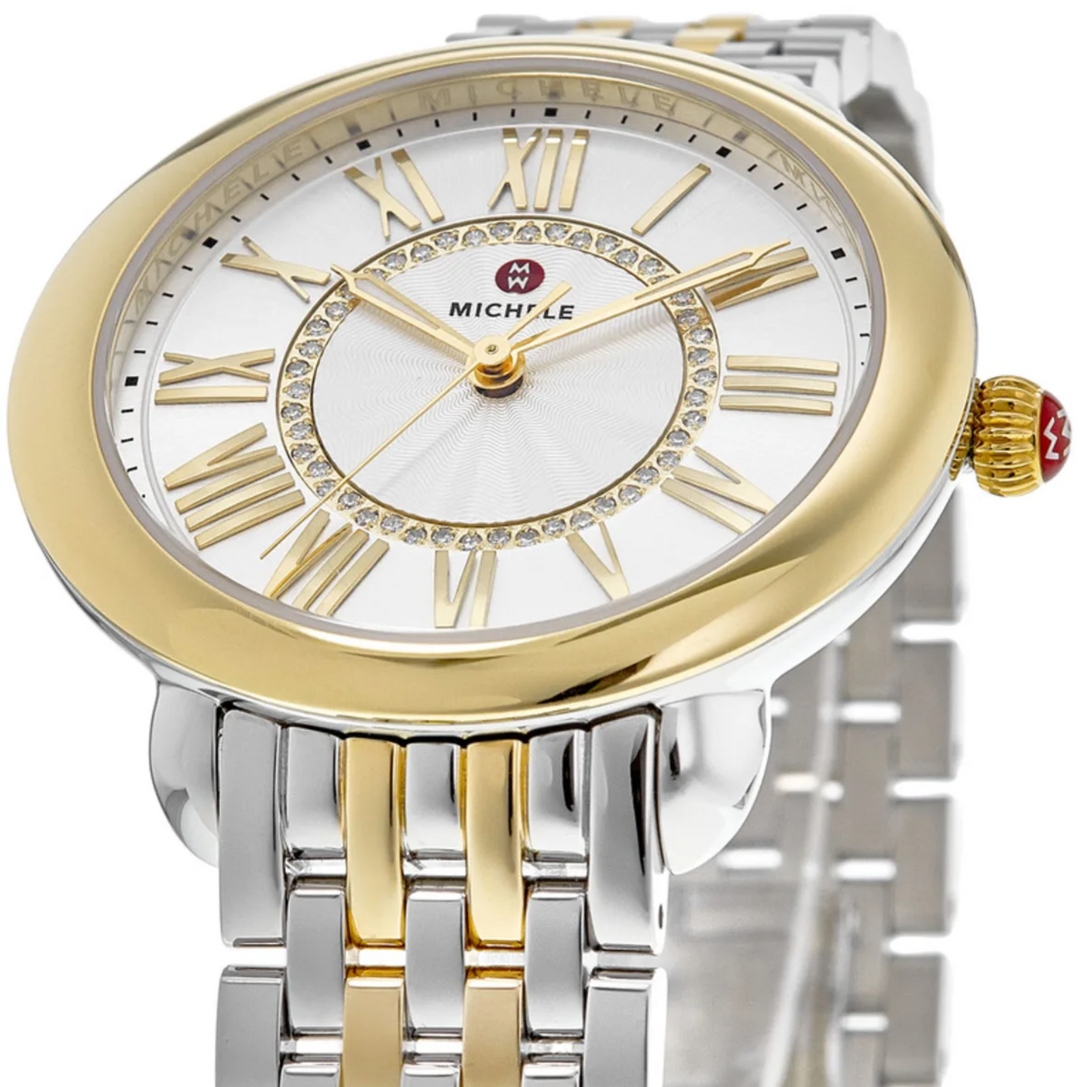 MICHELE SEREIN MID TWO TONE DIAMOND BRACELET WATCH
