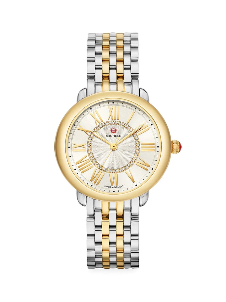 MICHELE SEREIN MID TWO TONE DIAMOND BRACELET WATCH