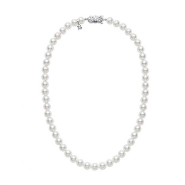 MIKIMOTO GRADUATED AKOYA PEARL STRAND 18K GOLD  NECKLACE &amp; EARRINGS SET