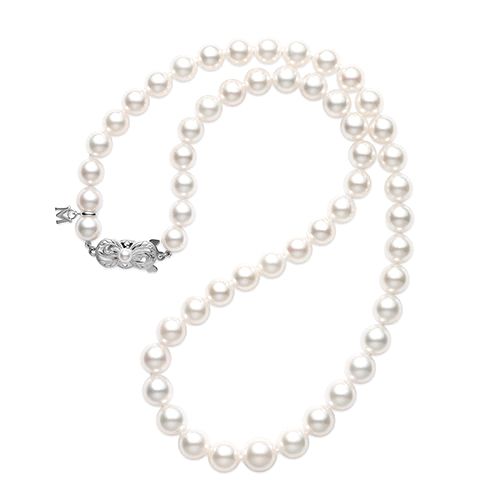 MIKIMOTO GRADUATED AKOYA PEARL STRAND 18K GOLD  NECKLACE &amp; EARRINGS SET