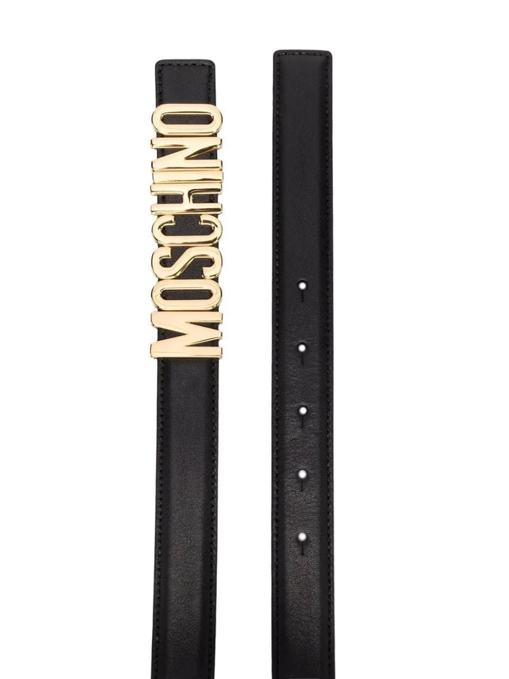 MOSCHINO LOGO EMBELLISHED LEATHER BELT