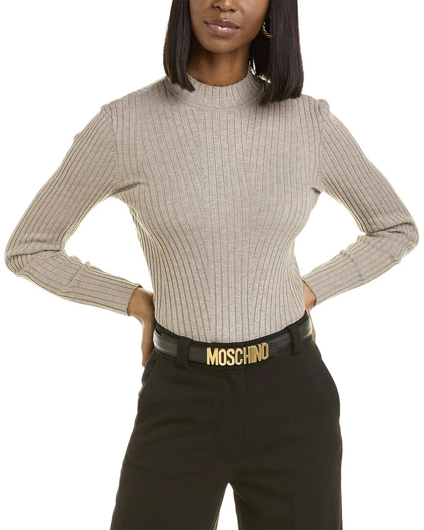 MOSCHINO LOGO EMBELLISHED LEATHER BELT