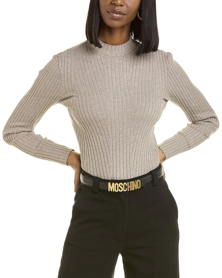 MOSCHINO LOGO EMBELLISHED LEATHER BELT