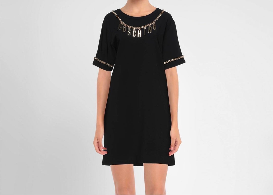 MOSCHINO SHORT DRESS WITH CHAIN