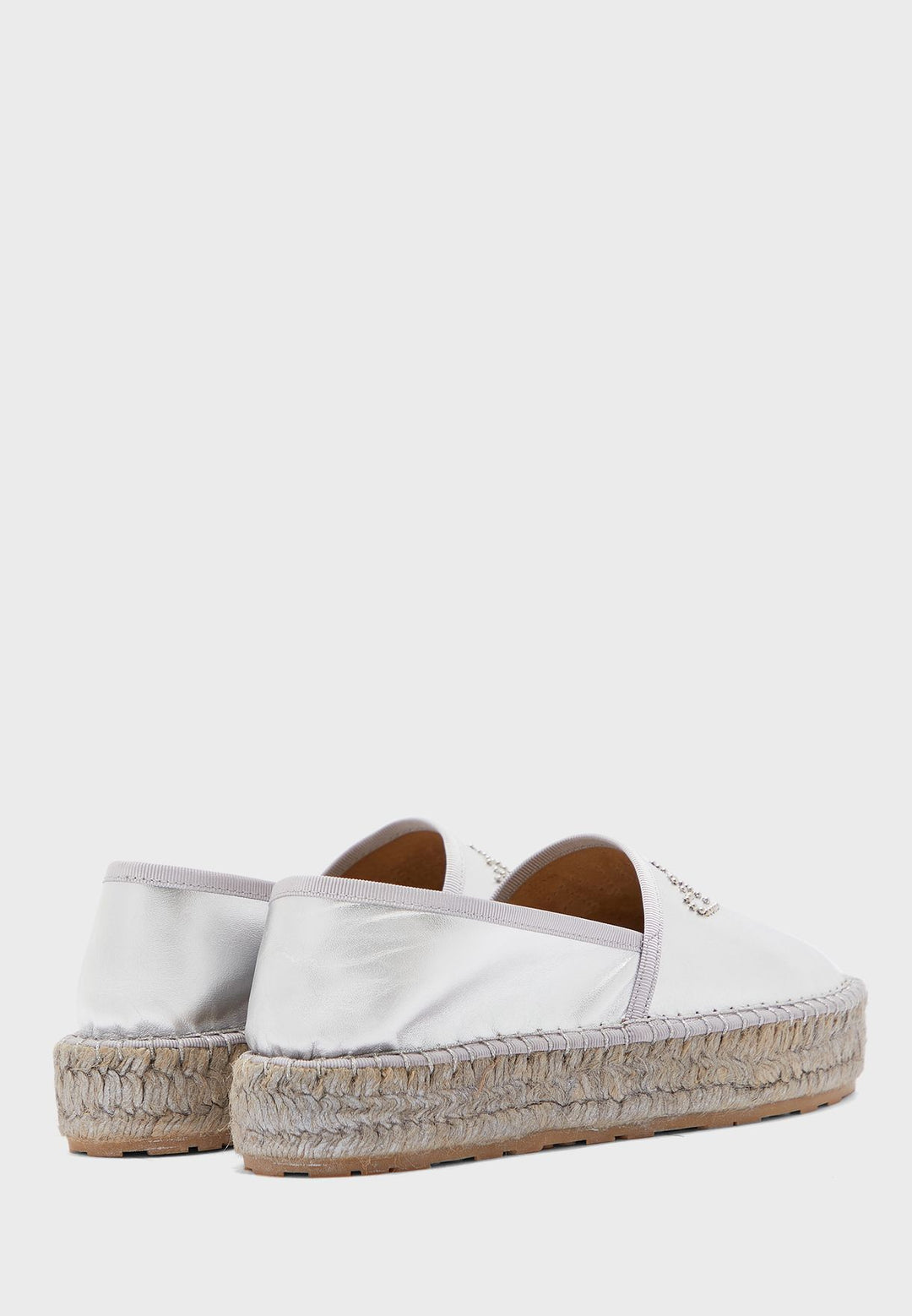 MOSCHINO LOVE NAPPA LEATHER ARGENTO ESPADRILLES