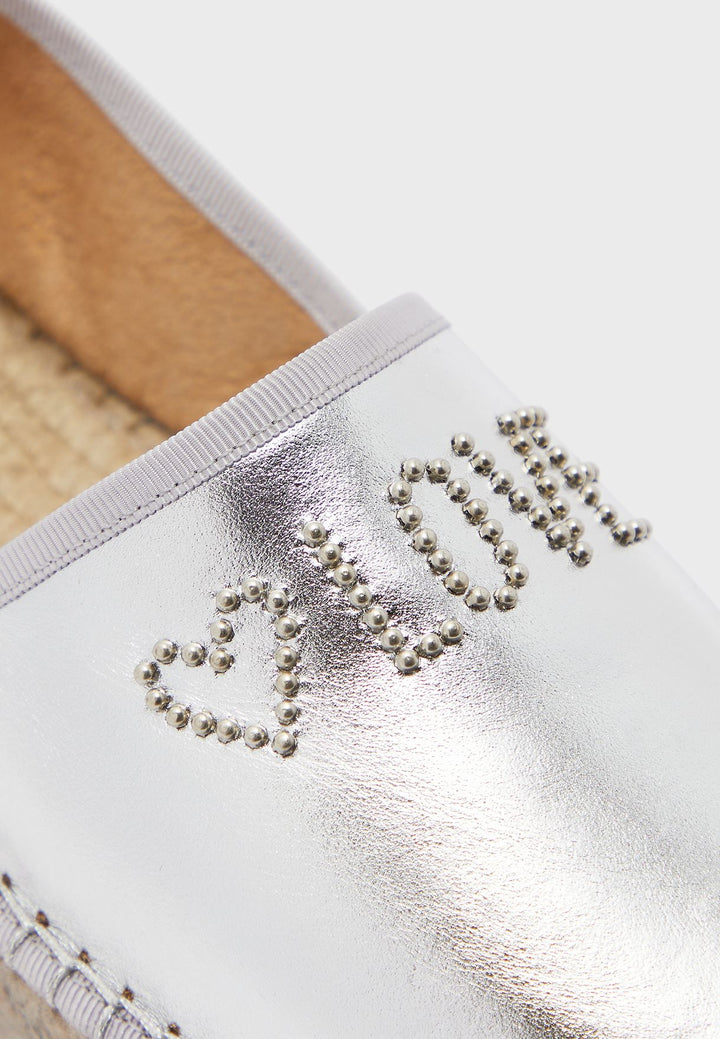 MOSCHINO LOVE NAPPA LEATHER ARGENTO ESPADRILLES