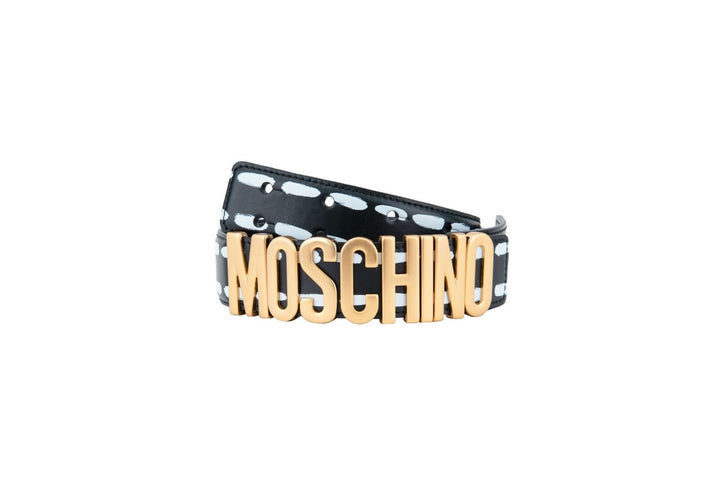 MOSCHINO LOGO EMBELLISHED LEATHER BELT – Caroline's Fashion Luxuries