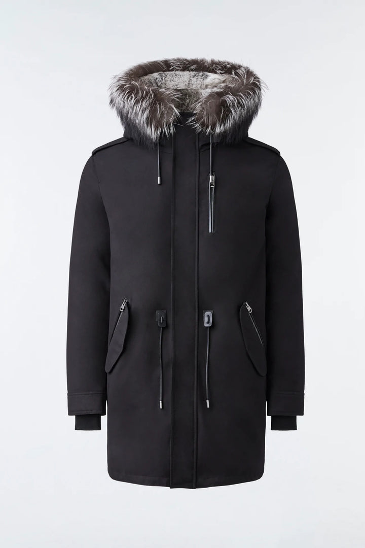 MACKAGE MORITZ RABBIT FUR LINED TWILL PARKA COAT