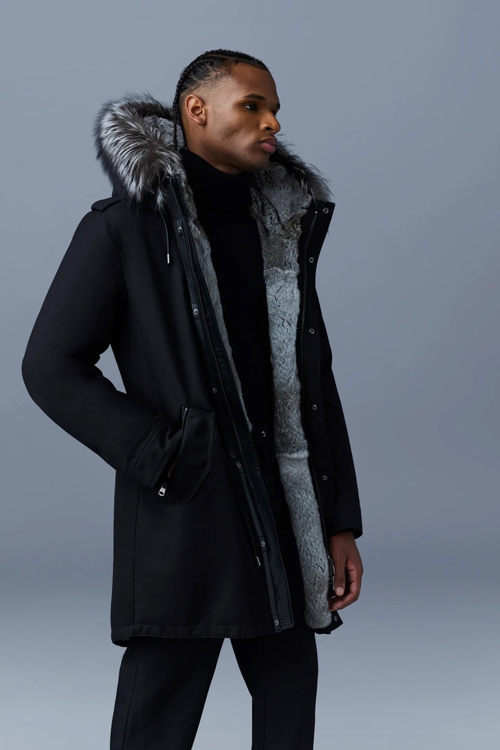 MACKAGE MORITZ RABBIT FUR LINED TWILL PARKA COAT
