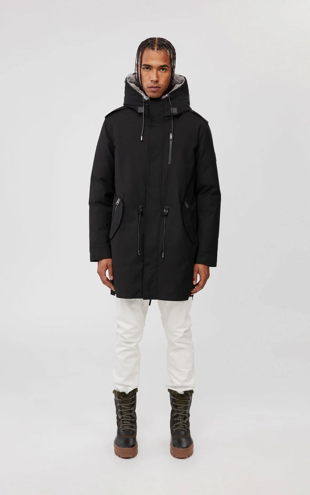 MACKAGE MORITZ RABBIT FUR LINED TWILL PARKA COAT