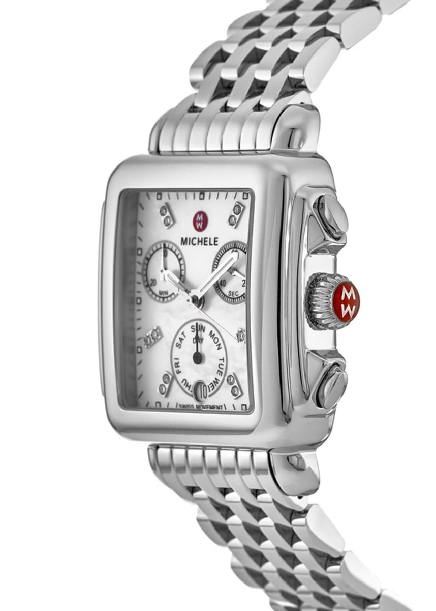 Michele Deco Diamond Mother of Pearl Dial Steel Women&