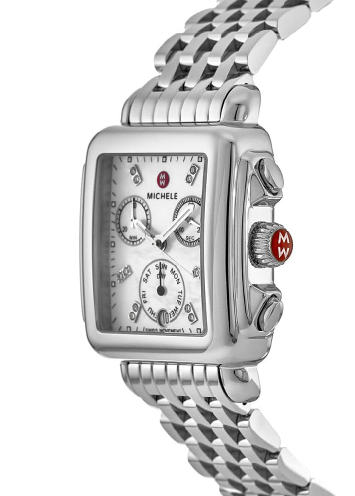 Michele Deco Diamond Mother of Pearl Dial Steel Women&