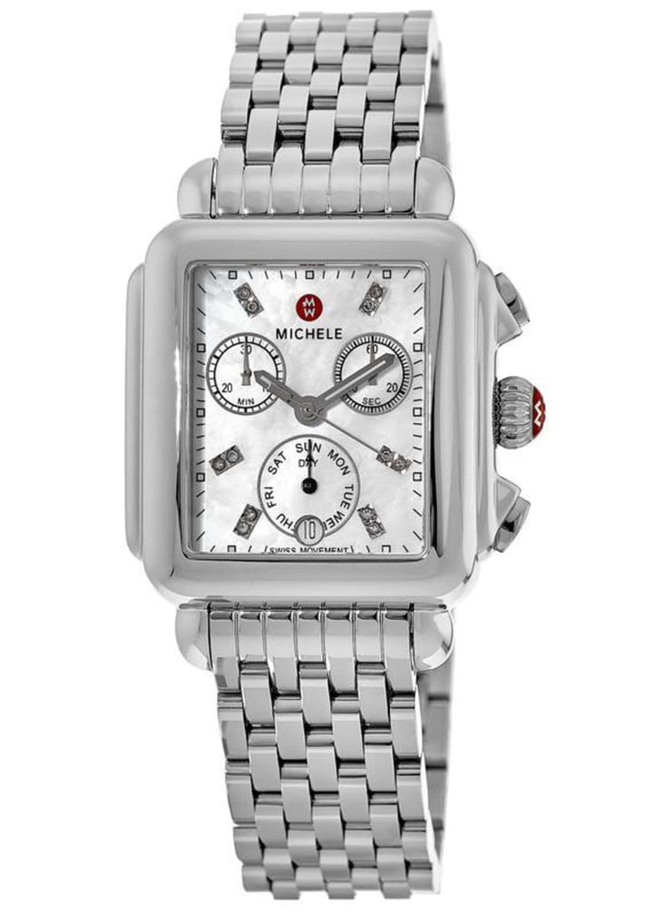 Michele Deco Diamond Mother of Pearl Dial Steel Women&