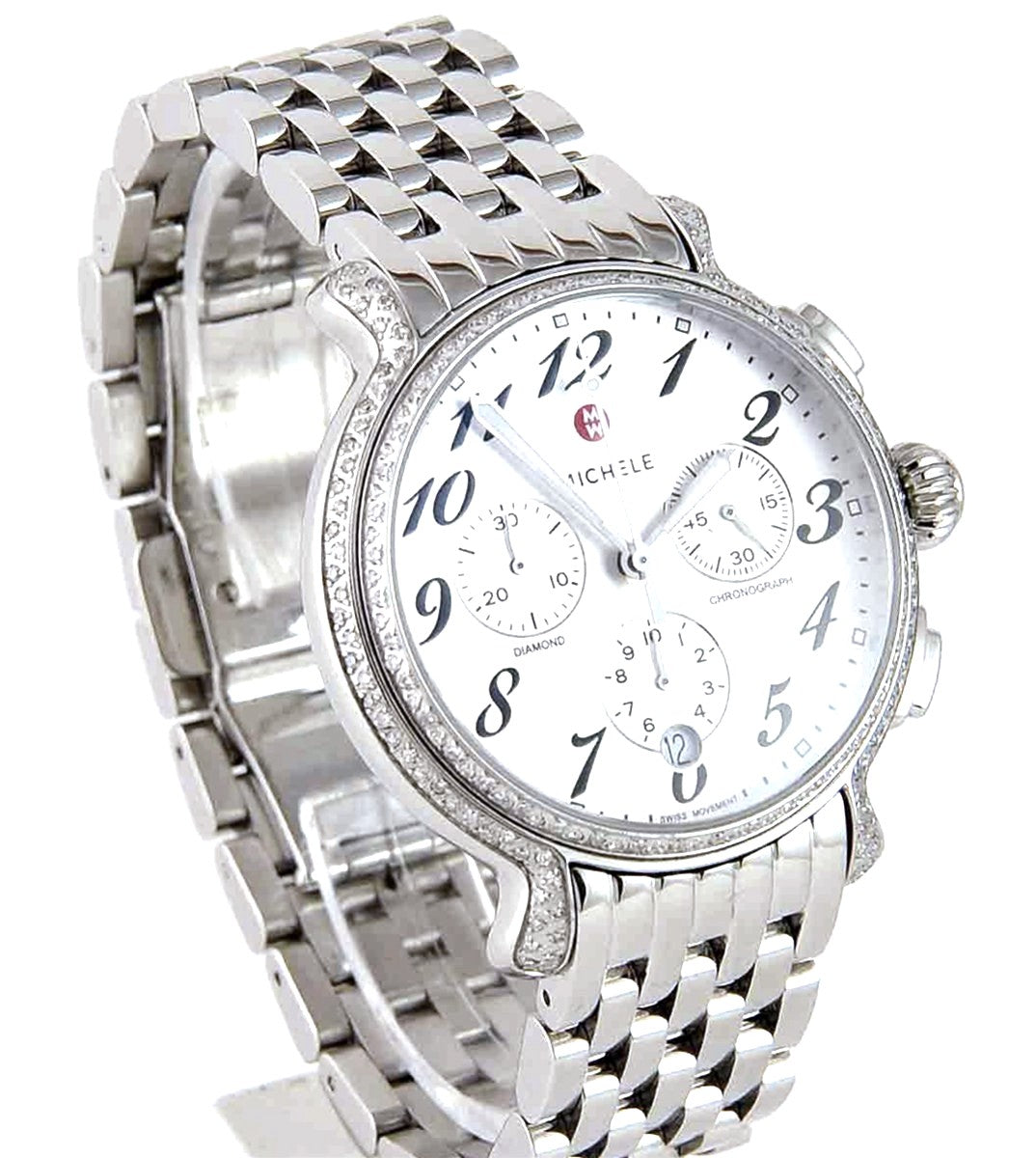 MICHELE STAINLESS STEEL EXTREME FLUETTE DIAMOND WATCH