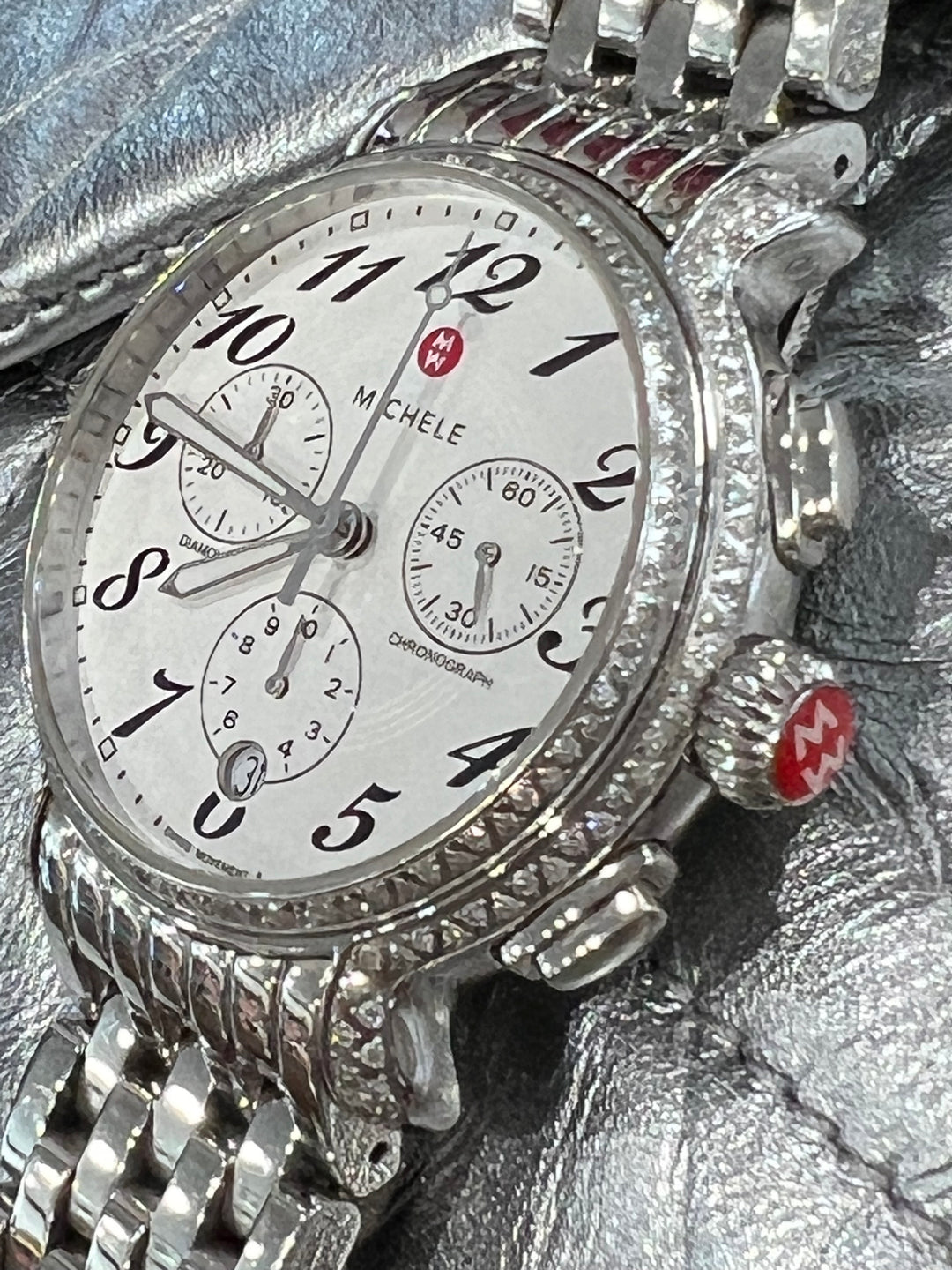 MICHELE STAINLESS STEEL EXTREME FLUETTE DIAMOND WATCH