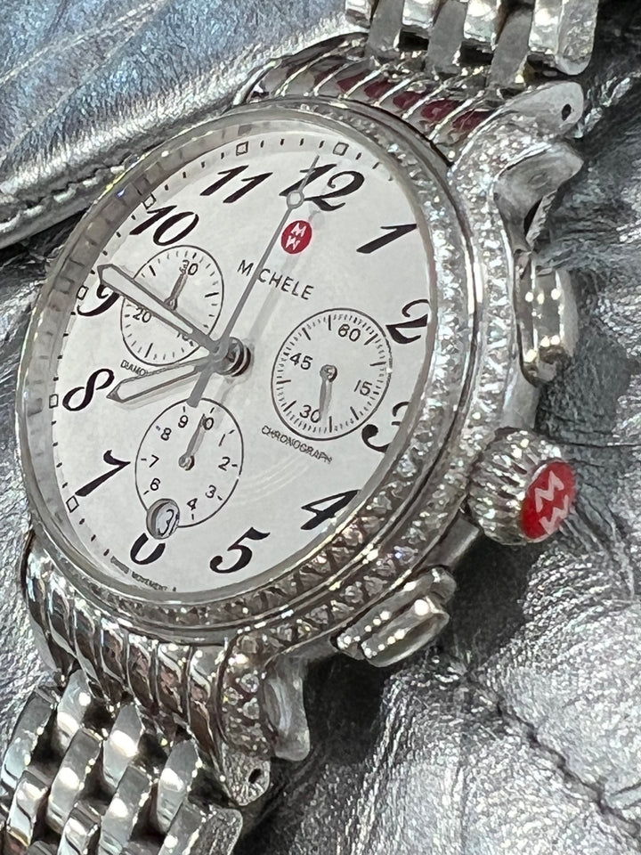 MICHELE STAINLESS STEEL EXTREME FLUETTE DIAMOND WATCH