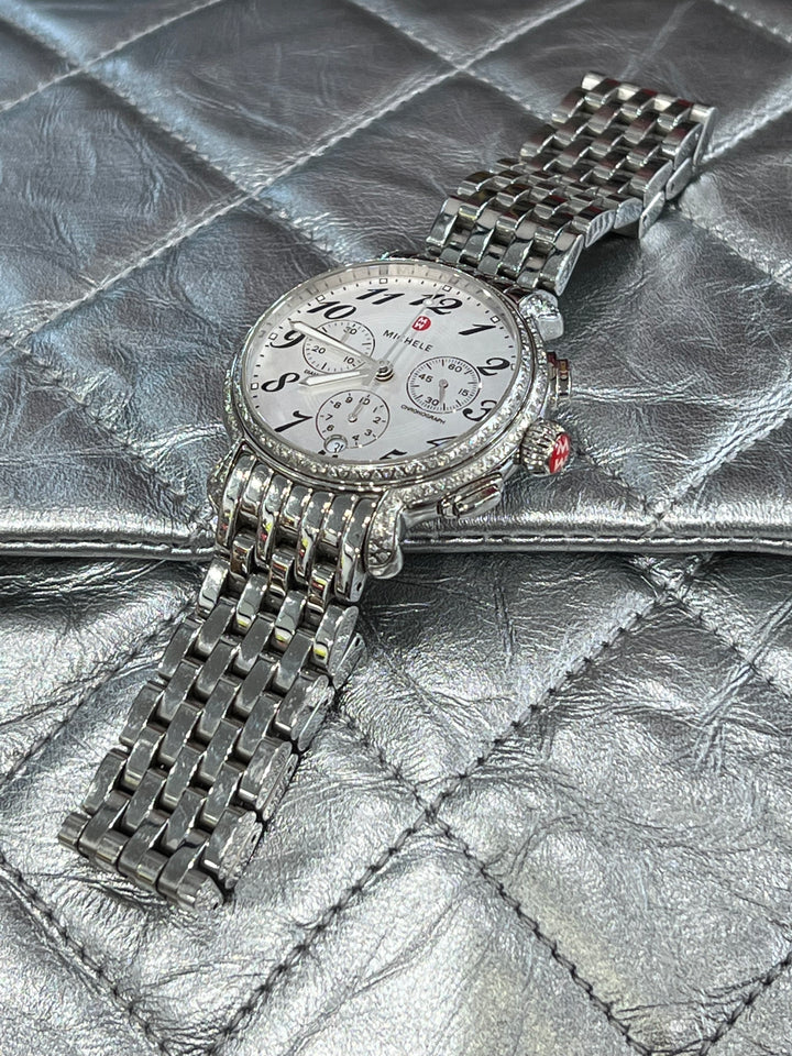 MICHELE STAINLESS STEEL EXTREME FLUETTE DIAMOND WATCH