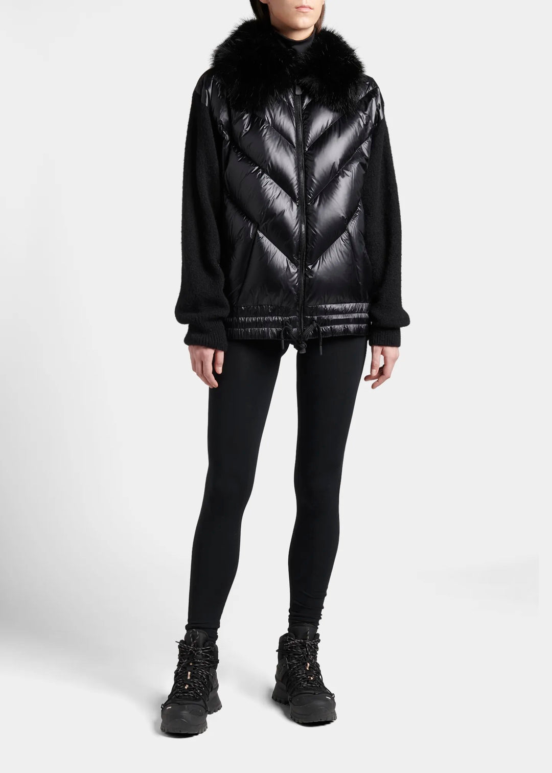 MONCLER ALPACA FUR KNIT SLEEVES JACKET