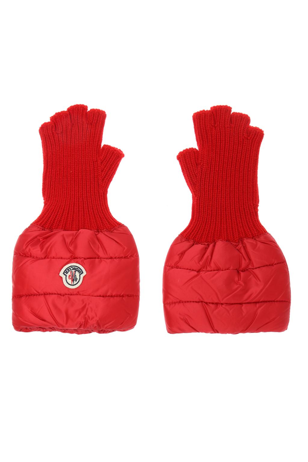 Moncler Quilted Wool Trim Gloves
