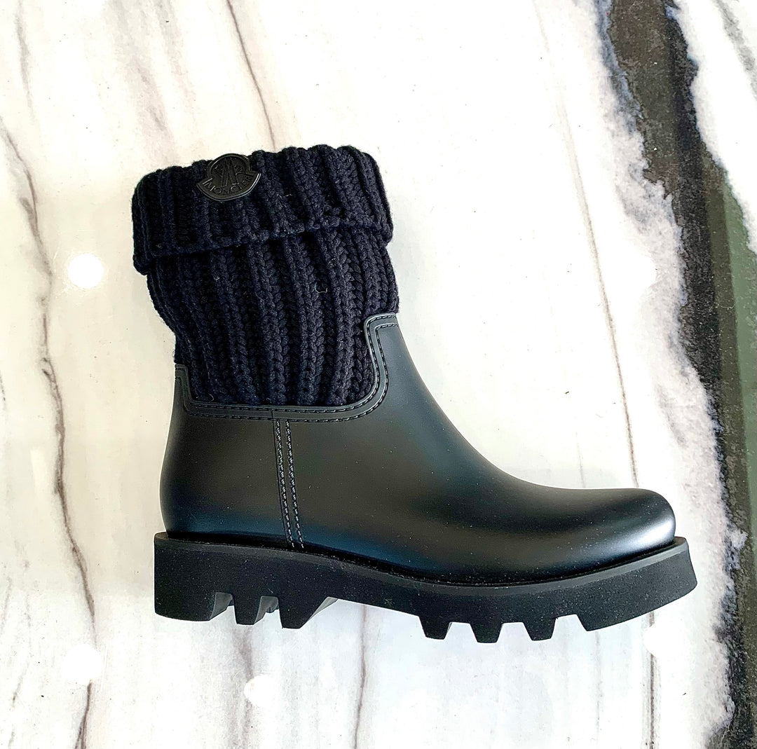 MONCLER GINETTE KNIT CUFF RAIN BOOT