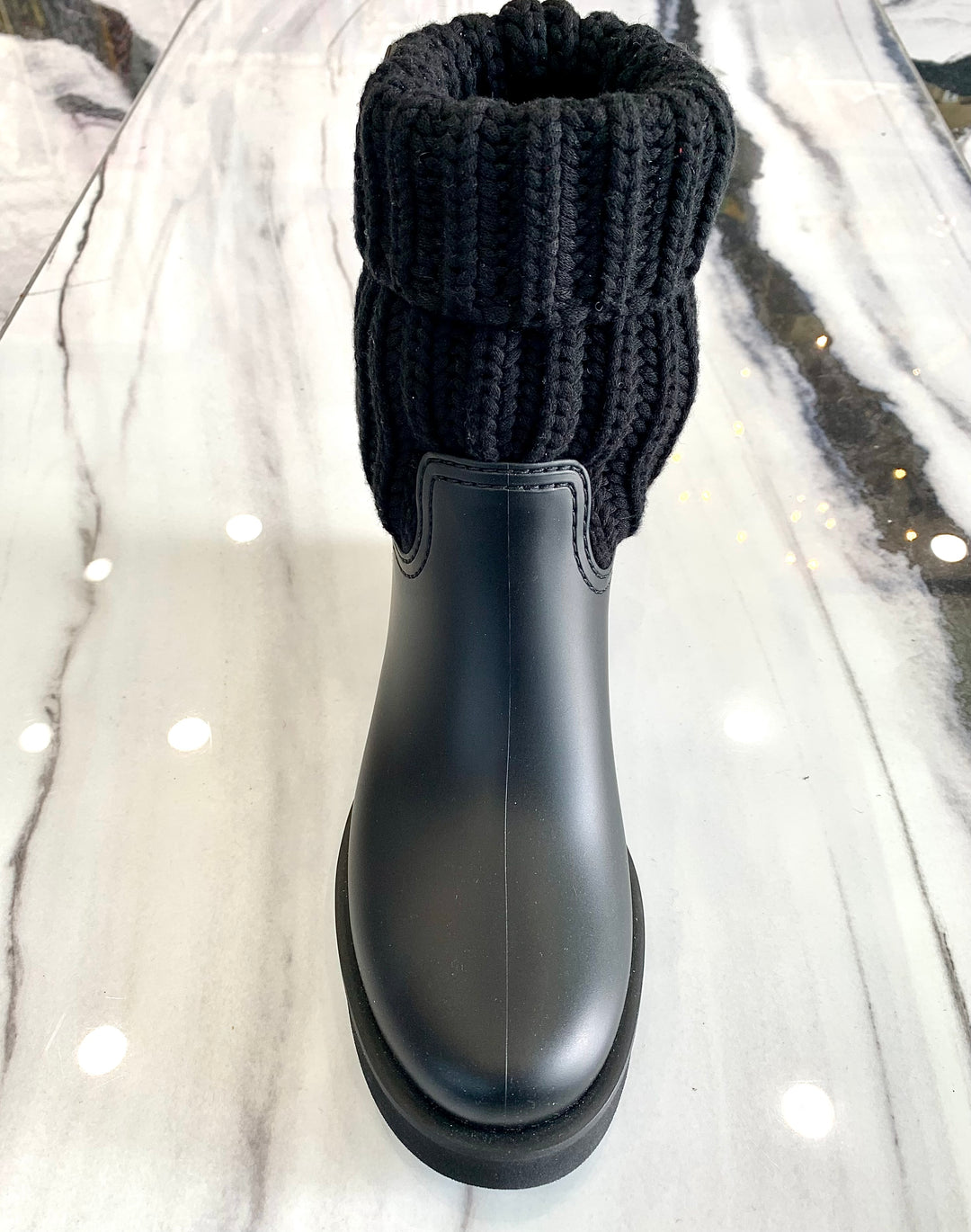 MONCLER GINETTE KNIT CUFF RAIN BOOT