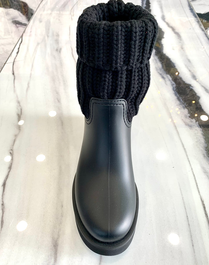 MONCLER GINETTE KNIT CUFF RAIN BOOT