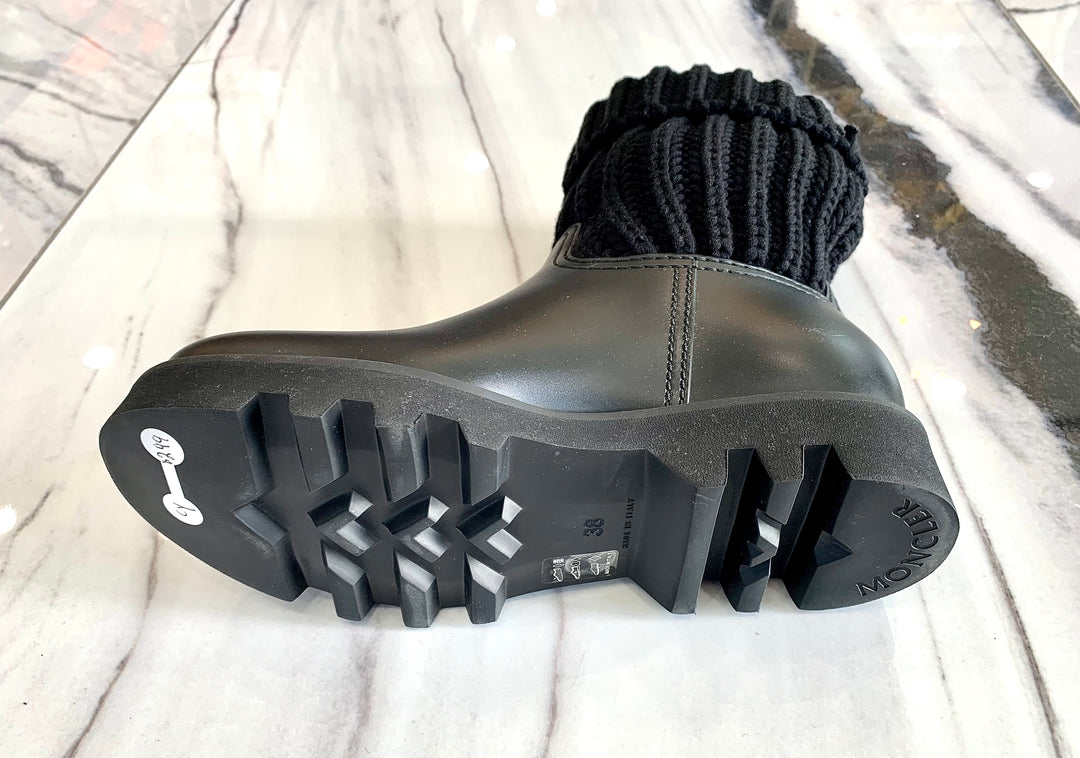 MONCLER GINETTE KNIT CUFF RAIN BOOT