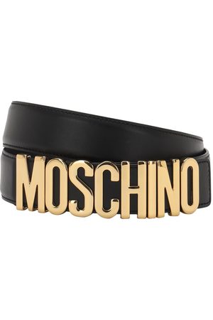 MOSCHINO LOGO EMBELLISHED LEATHER BELT