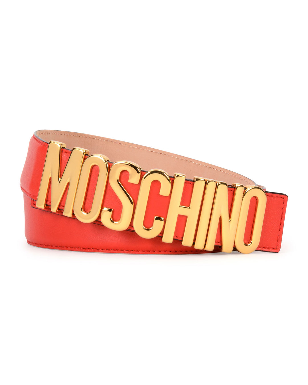 Moschino Logo Plaque Belt-Red