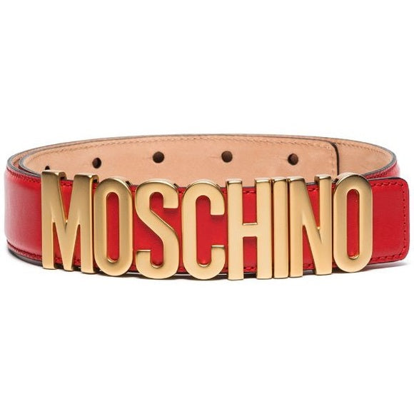 Moschino Logo Plaque Belt-Red