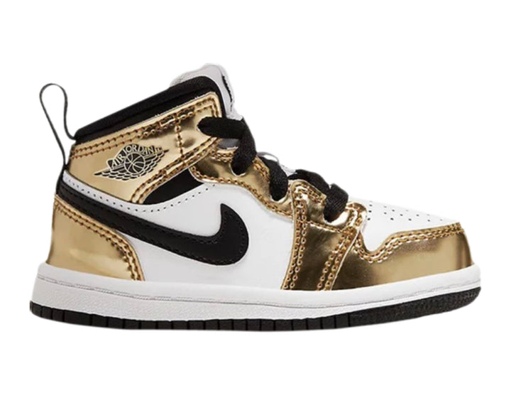 NIKE AIR JORDAN 1 MID METALLIC GOLD KIDS SNEAKERS