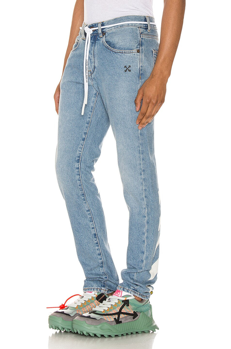 OFF WHITE DIAGONAL STRIPE SLIM FIT JEANS