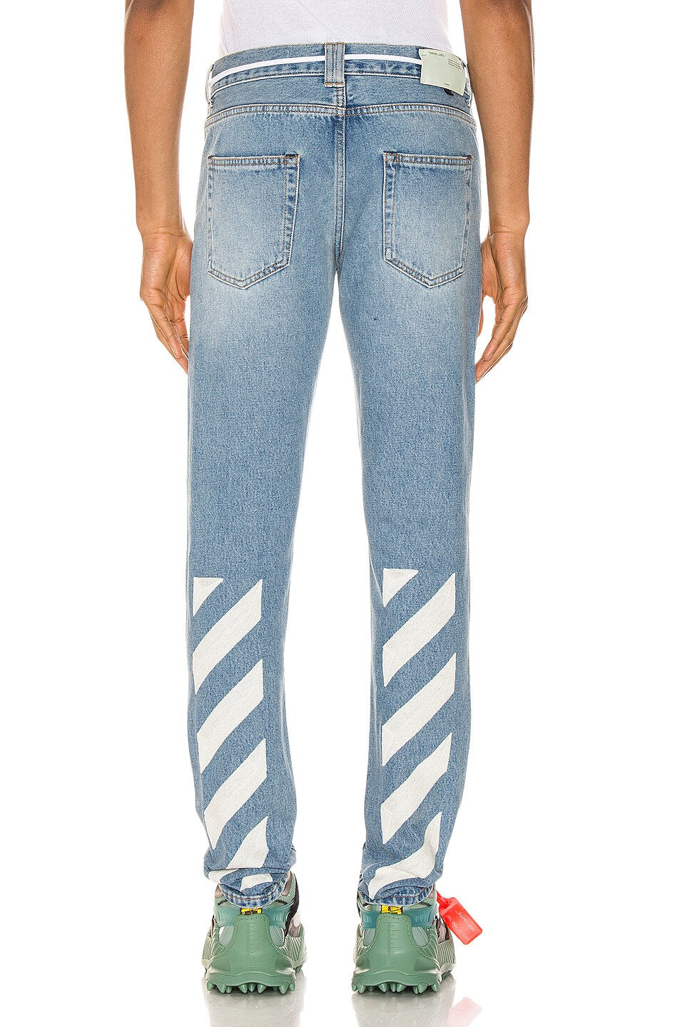 OFF WHITE DIAGONAL STRIPE SLIM FIT JEANS