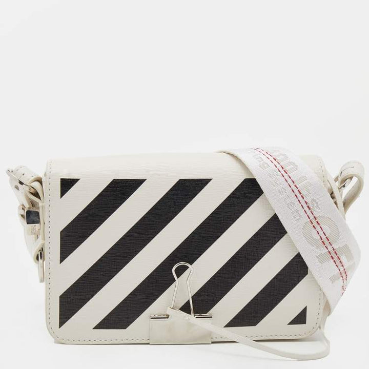 OFF WHITE Diagonal Print Mini Binder Clip Crossbody Bag