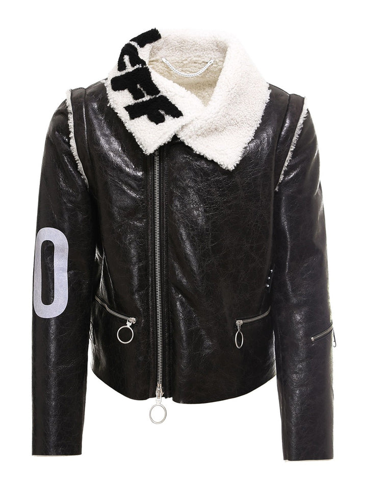 Off White Maxi Print Shearling Coat