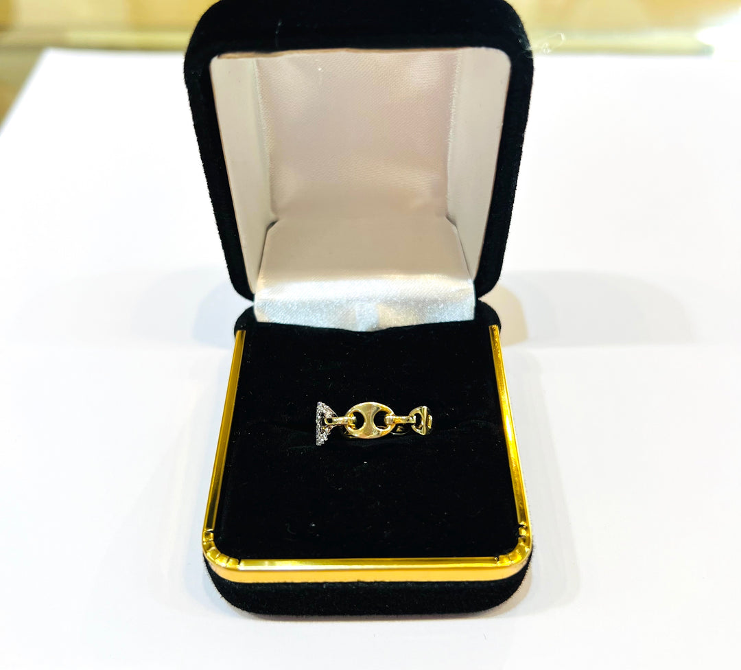 OVAL LINKED DIAMOND RING 14K GOLD