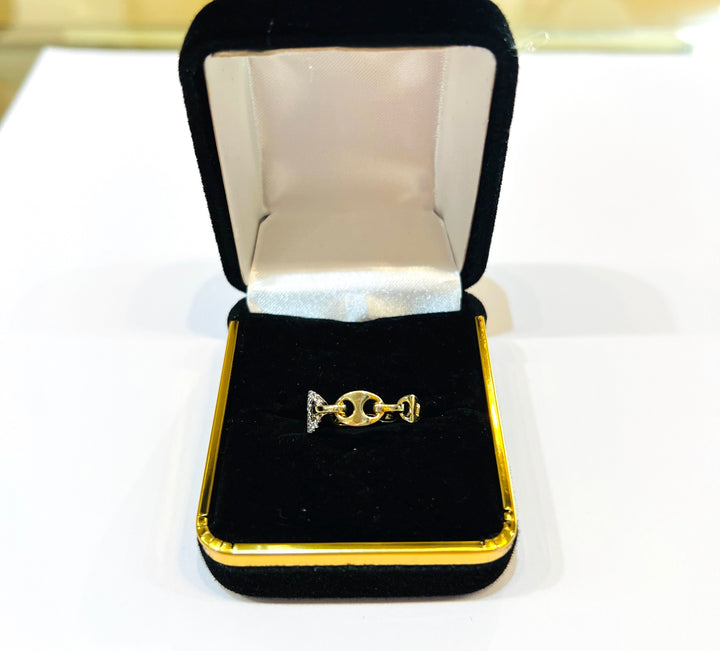 OVAL LINKED DIAMOND RING 14K GOLD