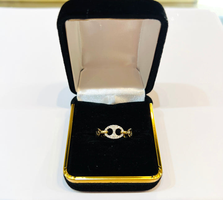 OVAL LINKED DIAMOND RING 14K GOLD
