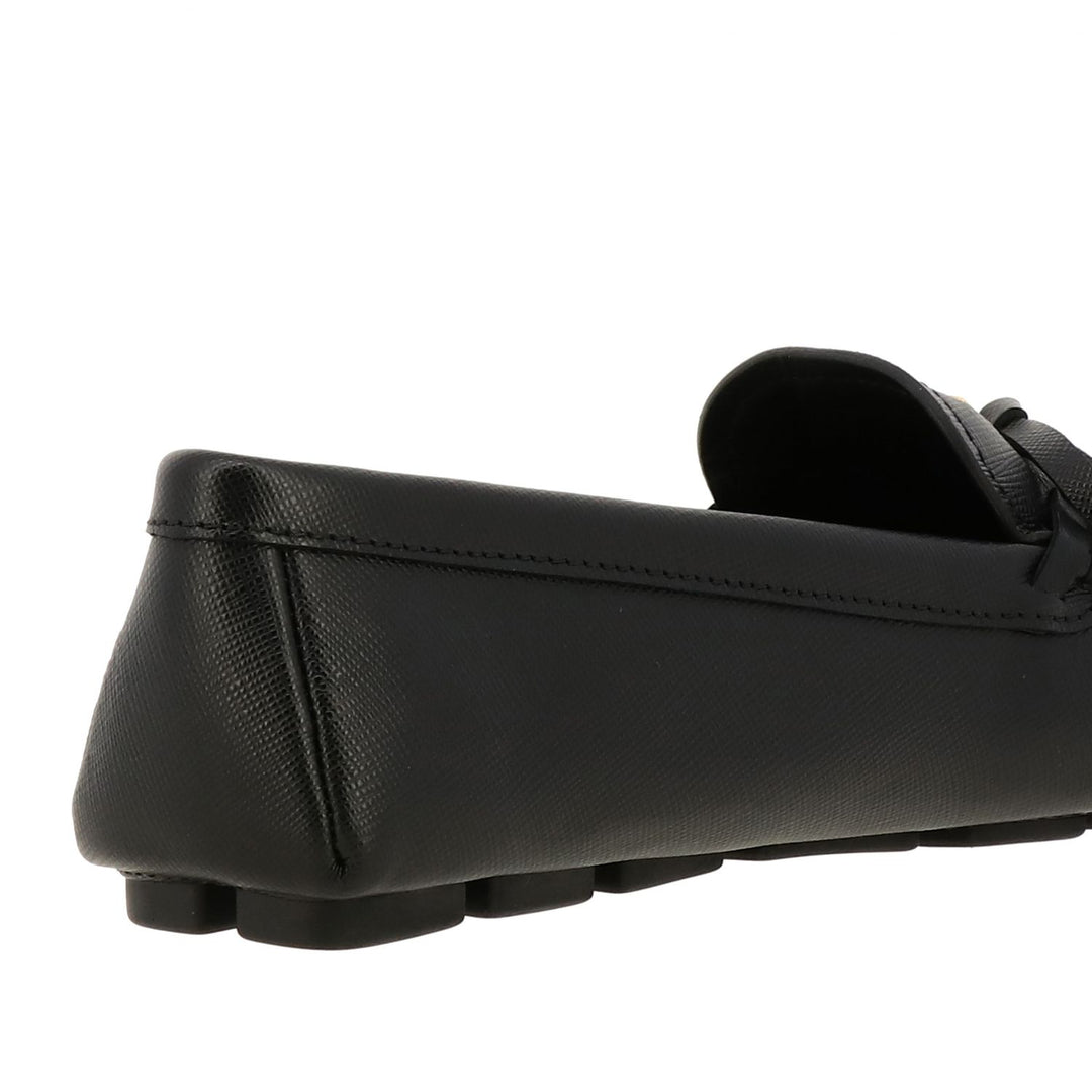 PRADA LEATHER LOGO LOAFERS